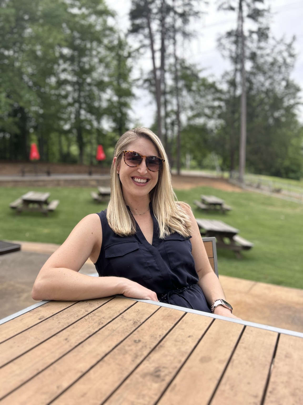 Caitlin smiling during time outdoors